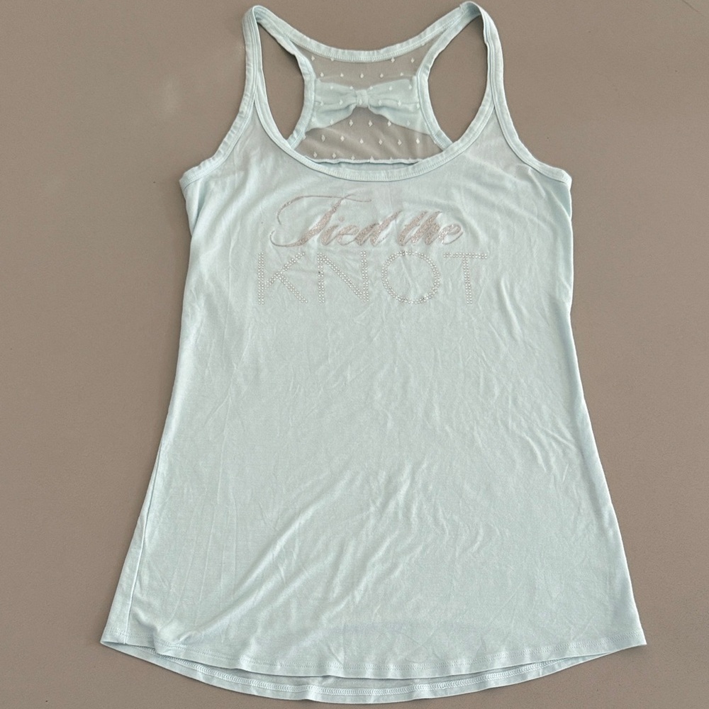 Victoria's Secret Pale Blue Bow-Back Rhinestone Tied The Knot Tank Bridal Bow